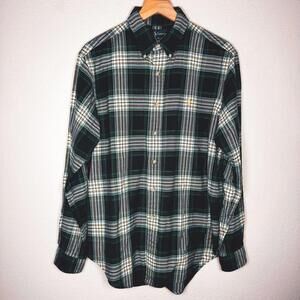 Ralph Lauren Shirt Men's L Green Cotton Twill Long Sleeve